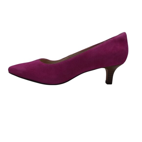 Clarks Shondrah Ruby Hot Pink Suede Kitten Heel Pumps Womens 9.5 Wide - Picture 4 of 13